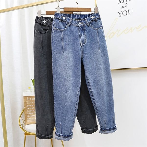 

boyfriend jeans for women denim harem pants stretch large size high waist jeans female streetwear slim mom jeans trousers q1950 201109, Blue