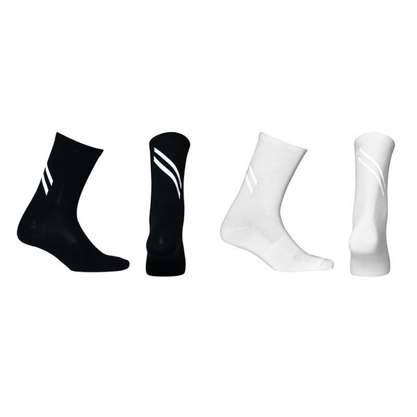 

sports socks men women high reflective cycling night safety professional bicycle bike sport hiking running sock, Black