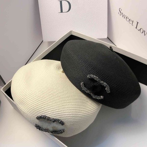 

new style small fragrance fine braid knitted beret female autumn summer painter hat net red street p versatile hat