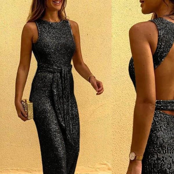 

women jumpsuit strapless belt backless overalls summer solid casual sleeveless broad legged modis jumpsuit body mujer 3s drop shipping, Black;white