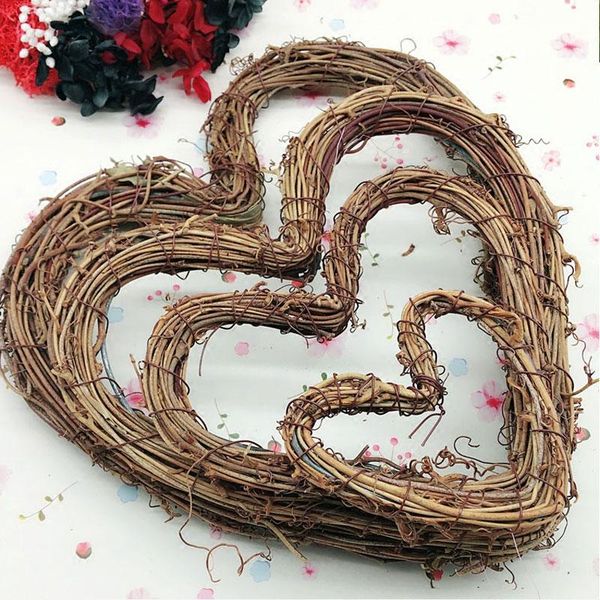 

10-30cm love heart shaped wreath christmas hanging ornament diy craft rattan garland wedding xmas wreaths party supplies