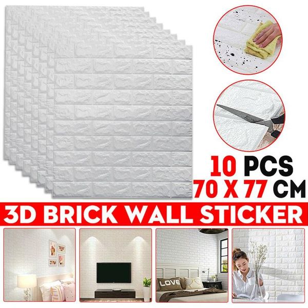 

wall stickers 70x77cm 5/10pcs 3d sticker brick bedroom decoration waterproof self adhesive wallpaper for living room kitchen tv backdrop