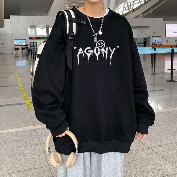 

men's hoodies & sweatshirts inxyz 2021 men fashion design autumn winter warm sweatshirt casual loose oversize letter print women pullov, Black