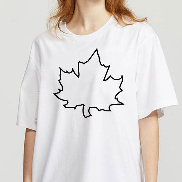 

women's t-shirt red leaf graphic t-shirt 90s harajuku ladies print summer ladies short sleeve ladies, White