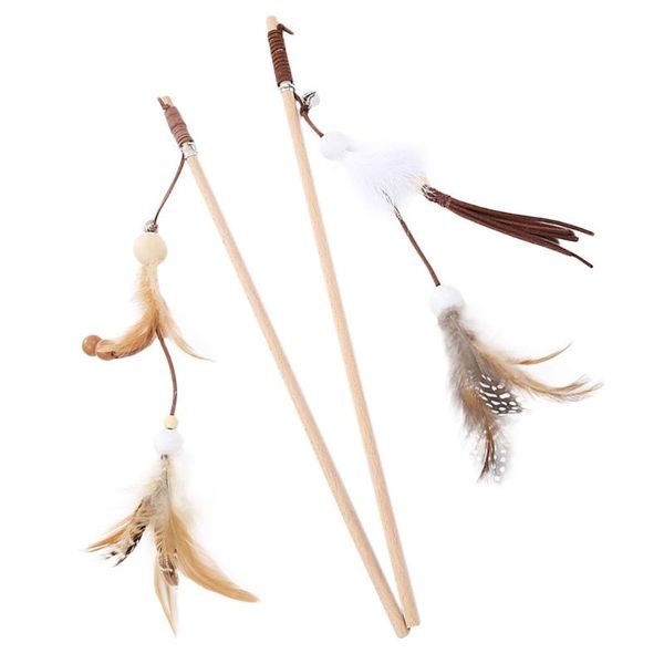 

cat toys 2pcs teaser interesting interactive wand teasing stick