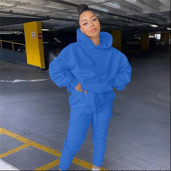 

set solid hooded sweatshirt women tracksuits jogger pants suit tracksuit matching two piece autumn winter casual outfits, Gray