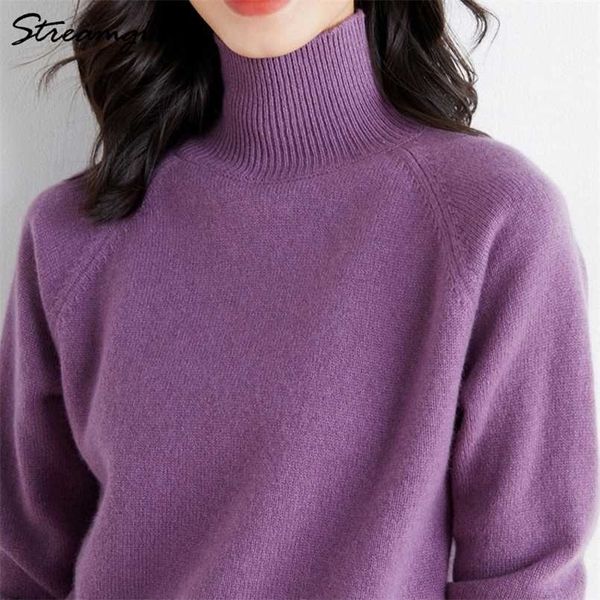 

warm thick winter sweater women turtleneck pullovers elegant soft basic gray knitted jumpers autumn women's turtleneck sweaters 211103, White;black
