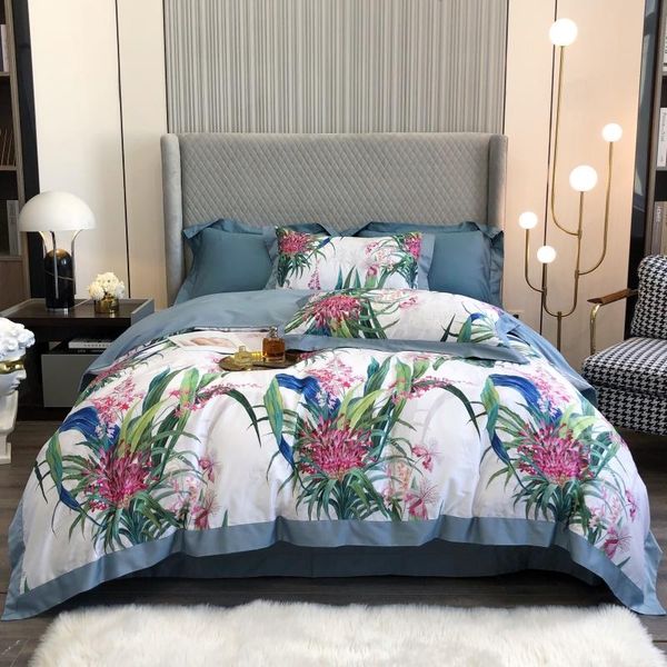 

bedding sets 1000tc egyptian cotton luxury 4pcs set soft silkly linen printed sheet pillowcases duvet cover king  size bedclothe