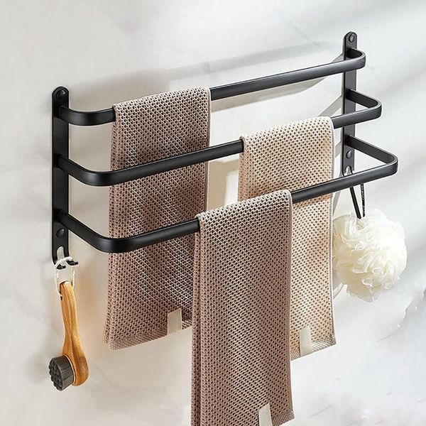 

towel racks 1pcs rack black three-ply kitchen and bathroom hooked 60cm
