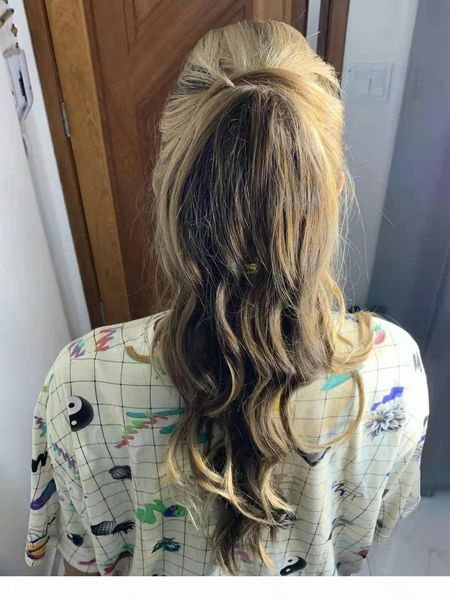 

fashion hairstyle salt and pepper silver grey ponytail real hair extension natural highlight dye gray human hairpiece bun chignon updo, Black
