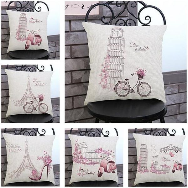 

cushion/decorative pillow decorative seat cushion throw case hand painting tower linen blend cover for sofa car home decor 45*45cm