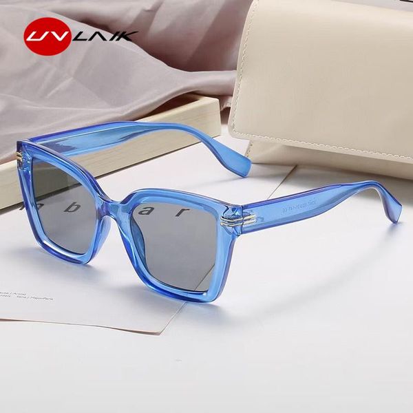 

sunglasses uvlaik oversized frame women 2021 fashion square sun glasses men vintage retro clear blue sunglass uv400 shades 2247, White;black