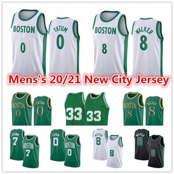 

vintage men's jayson 0 tatum jersey green kemba 8 walker jaylen 7 brown larry 33 bird green shorts celtic city basketball jerseys, Black;red