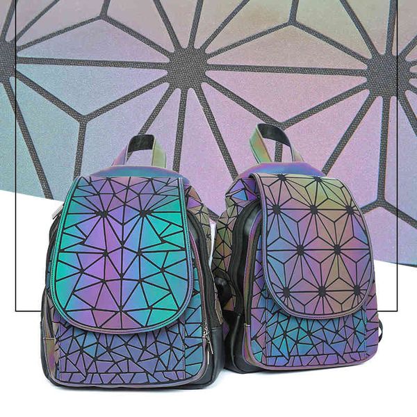 

backpack women's bag 2021 lingge fashion s luminous laser, Black;red