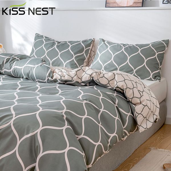 Set di biancheria da letto in stile nordico Set piumino Pillowcases 3 pezzi Microfiber 150 × 200 240x220 per camera da letto 210309