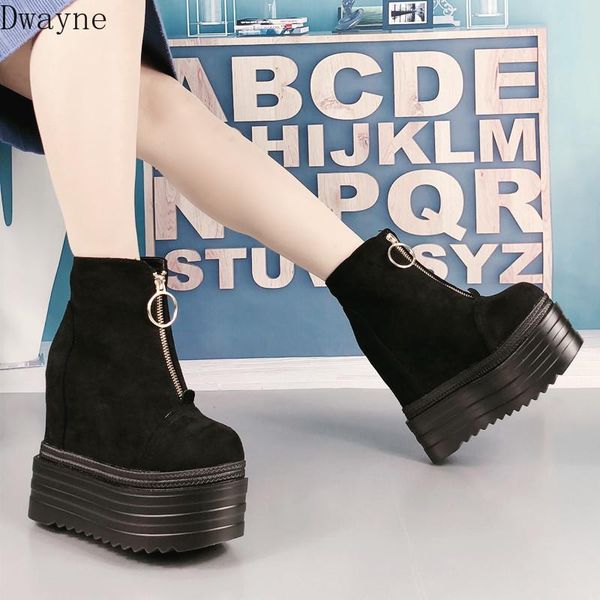 

boots 13cm super high heel short wedges waterproof platform fashion within increased womens ankle, Black