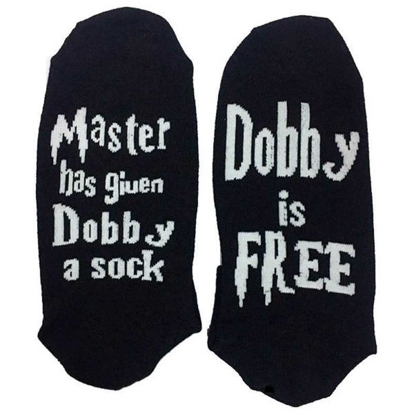 Мода Unisex Master дала DOBBY носки HP Dobby бесплатный носок хлопчатобумажные носки печати буква милая MEIA забавные носки X0710