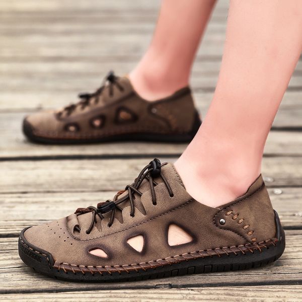 

2020 new man casual shoes summer fashion flats man shoes slip on loafers handmade microfiber leather male shoe plus size 38-48