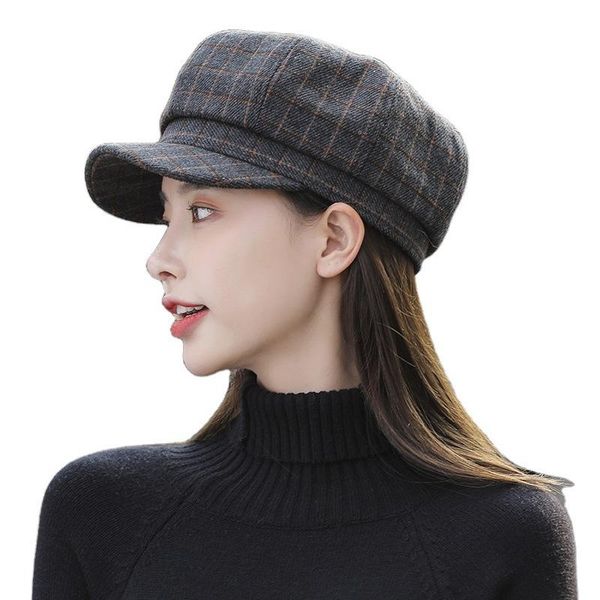 

outdoor hats 2021 women's casual sboy hat spring and autumn thin retro beret fashion wild octagonal cap, Black;white