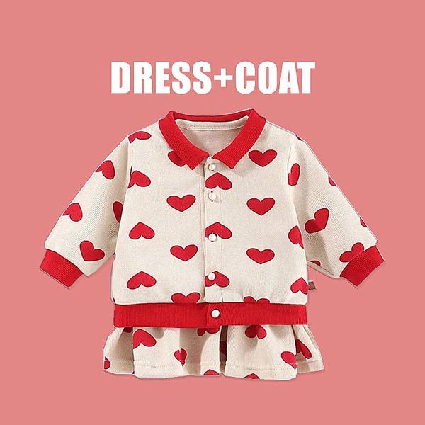 

girl's dresses 2pcs children' clothes baby girls suit born girl knit sweater jacket and knitted one-piece dress autumn kids outfit, Red;yellow