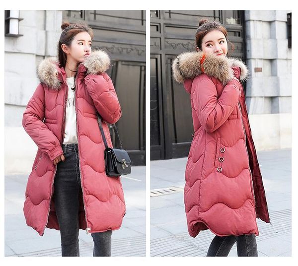 

women's down & parkas winter 2021 jacket south korean version of the large size wear fur collared cap cotton-padded coat 900531, Black