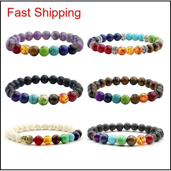 

2017 new 7 chakra bracelet men black lava healing balance beads reiki buddha prayer natural stone yoga jllgyu dayupshop