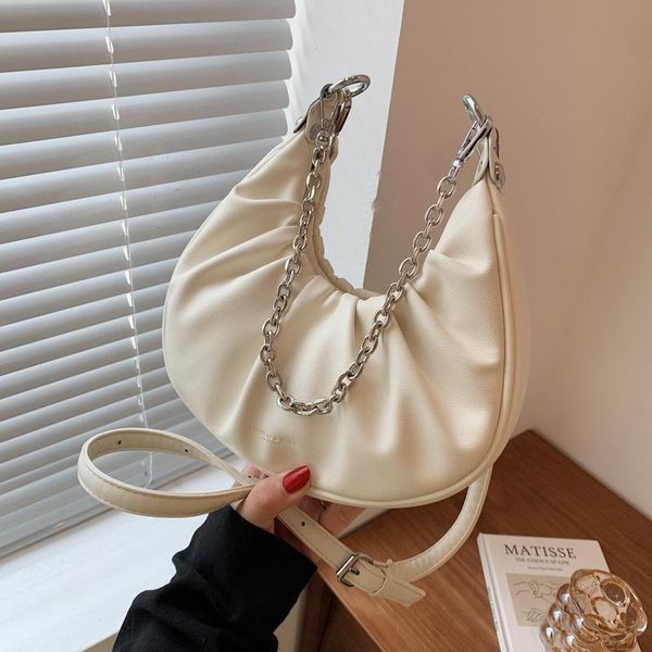 

evening bags pure color folds cloud underarm bag simple and fashionable ladies 2021 chain leather brand travel shoulder