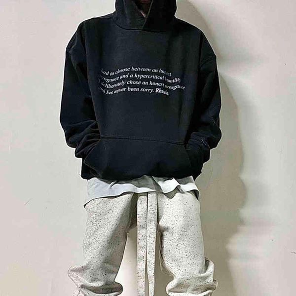 

men's hoodies & sweatshirts high street mÃ£o-pintado olho da profecia impresso lavado afligido preto moletom masculino e feminino oversi, Black