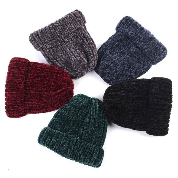 

winter women's beanie hat 2021 new mixed color handmade crochet slouchy beanie for women autumn coarse thick skullies, Blue;gray