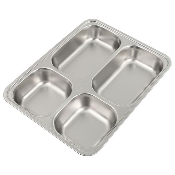 

dishes & plates 1pc stainless steel tray divided lunch plate practical school