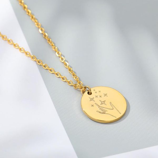 

pendant necklaces magic maker mystic symbol for women men gold chain stainless steel round male female necklace jewelry, Silver