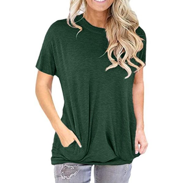 

women's t-shirt t shirt women short sleeve crew neck loose tshirt 2021 summer tee pockets camisetas mujer dropship d30, White