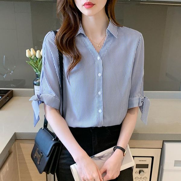 

women's blouses & shirts striped shirt niche spring summer 2021 korean long sleeveb louse harajuku style qm*, White
