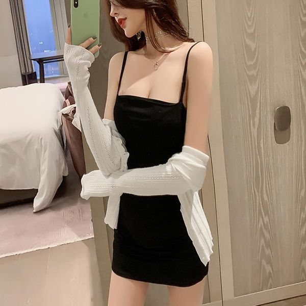

casual dresses sheath hepburn 2021 spring small slim slimming black strap dress summer, Black;gray