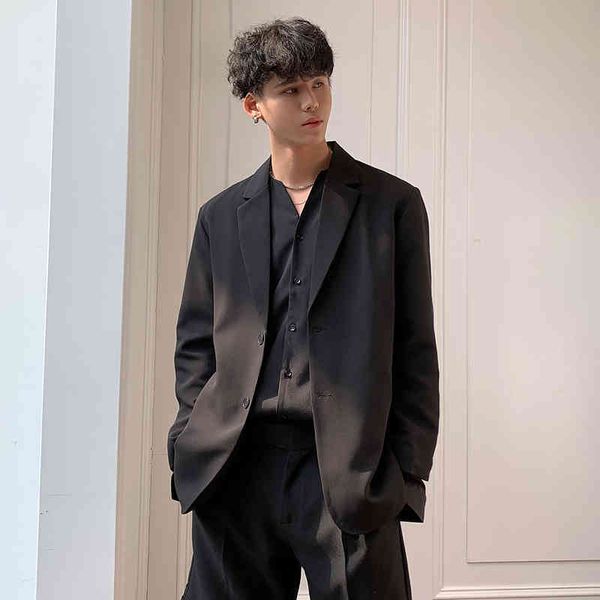 

men's suits & blazers men japan korea streetwear fashion vintage casual black blazer jacket youthful style coat for male xv6m, White;black