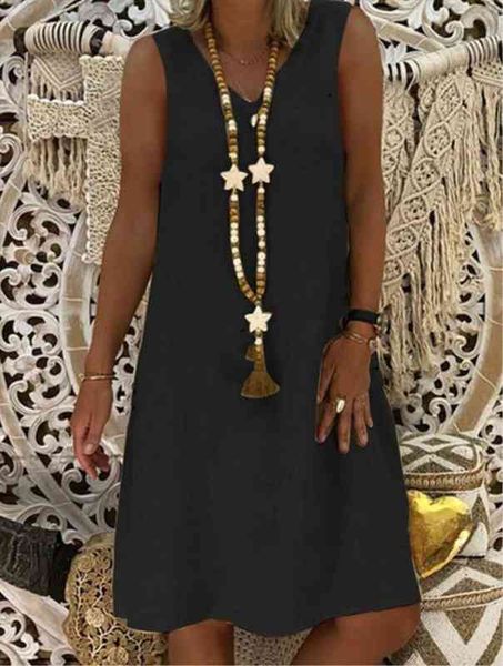 

womens v-neck dress knee length dress sleeveless color solid color summer casual black wine red orange yellow blue, Black;gray