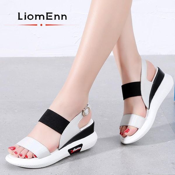 

sandals 2021 wedge women girls summer shoes woman pink silver ladies platform sport female footwear chaussure femme, Black