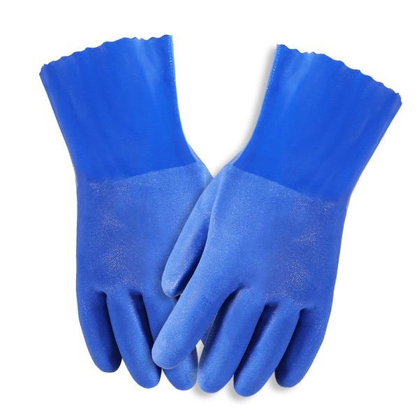 

full dip plastic fish killing rubber anti-skid thickened full rubber waterproof anti-skid work wear-resistant oil proof labor protection glo, Blue;gray