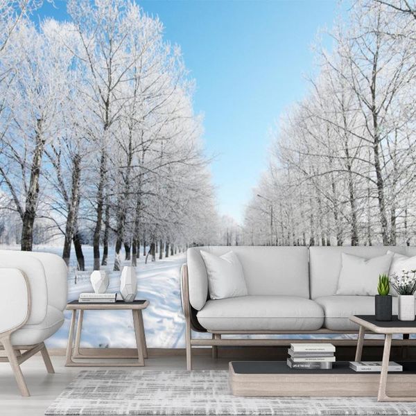 

wallpapers custom mural wallpaper 3d snow mountain view white forest scenery po wall painting living room restaurant papel de parede