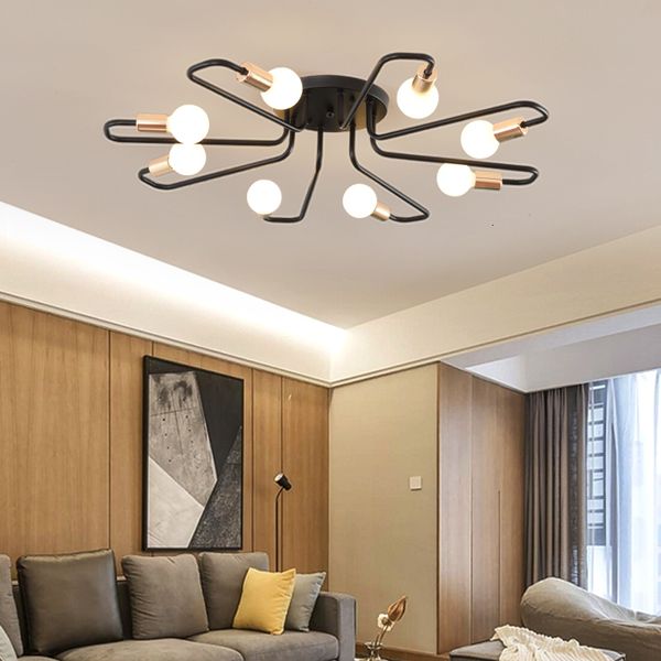 

2021 new led lustre vrias haste de metal ferro do teto edison e27 lmpada lamparas para casa luminria nordic luzes da cozinha uzi0