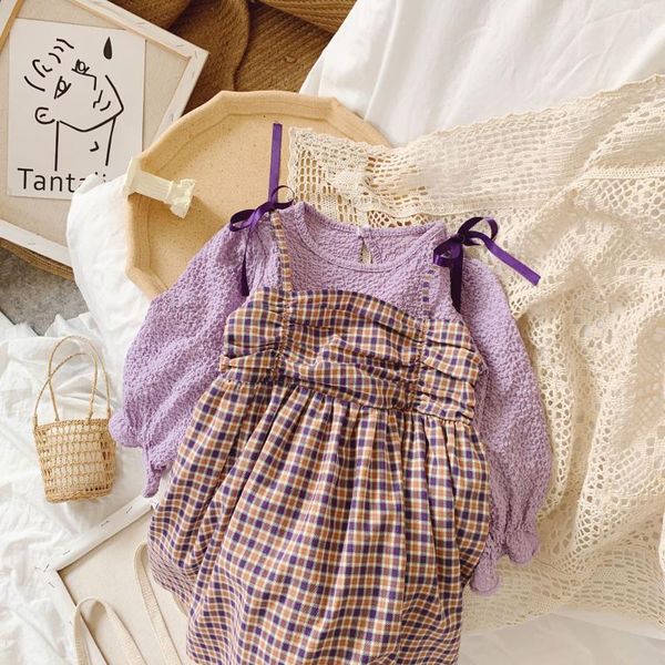 

girl's dresses girls dress spring and autumn style koreanrend pastoral solid color long sleeve round neck one-piece princess, Red;yellow