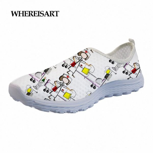 

whereisart happy nurses print women summer beach water shoes female flats breath teen girl shoes mesh sneakers x1c8#, Black