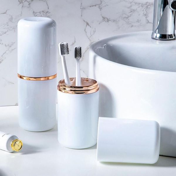 

hooks & rails mug cup set toothbrush storage box holder dual design portable pet toothpaste kit sundries bathroom accessories