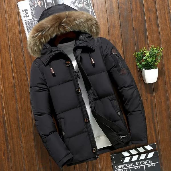 

new 90% white duck down men's jackets hig quality warm fashion business winter clothing casual coat male parka overcoat, Black