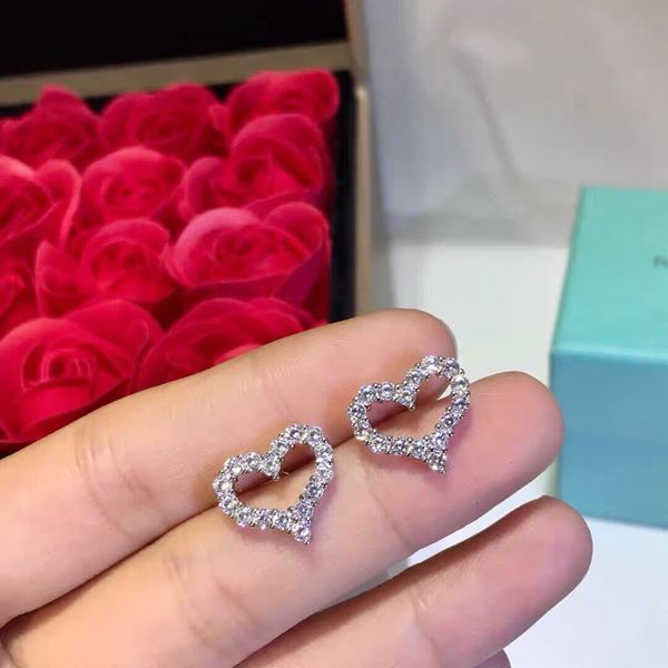 

backs earrings t family love 925 sterling silver plated 18k gold wisp hollow diamond heart full of, White