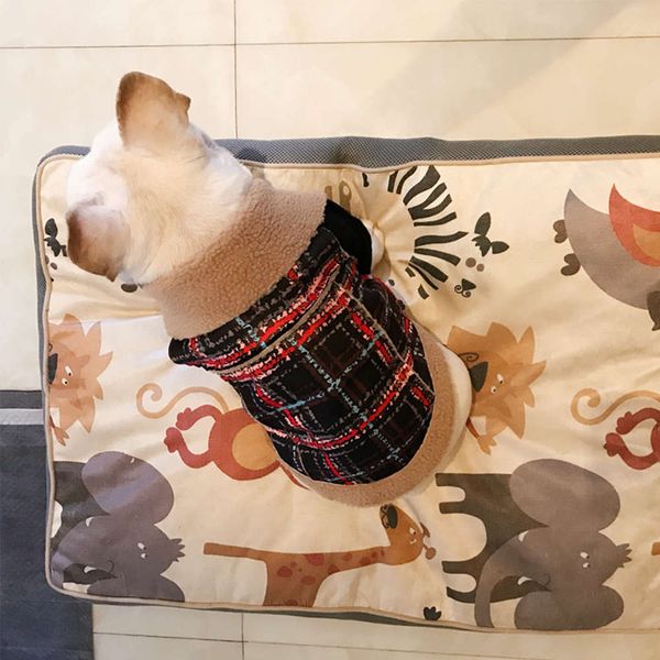

fadou clothing pet winter new cashmere vt grid stripe pattern