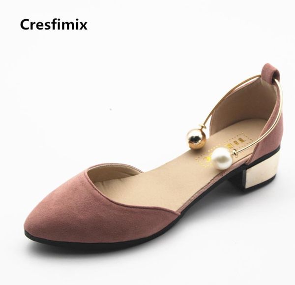 

dress shoes cresfimix sapatos femininos women casual spring summer slip on high heels lady pearl female heel party, Black