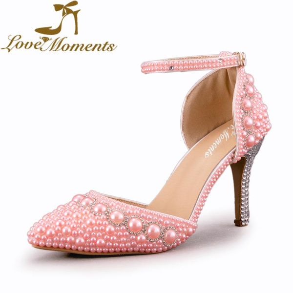 

dress shoes fashion sandals pink/white pearl rhinestone wedding 3 inches pointed toe buckle strap bridal pumps bridesmaid, Black