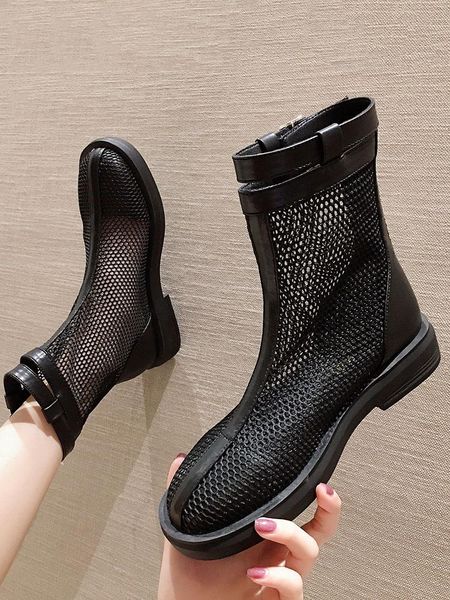 

boots women's shoes 2021 autumn fashion mesh breathable, Black