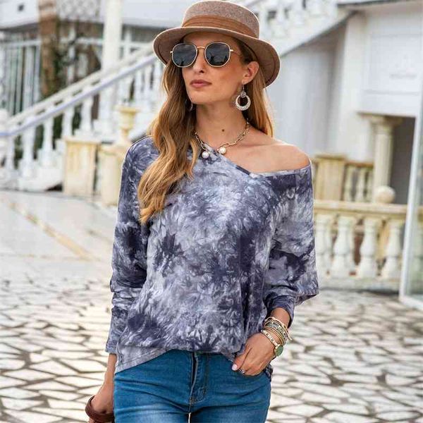

2020 autumn new women's v-neck tie dyed loose sweater, Black